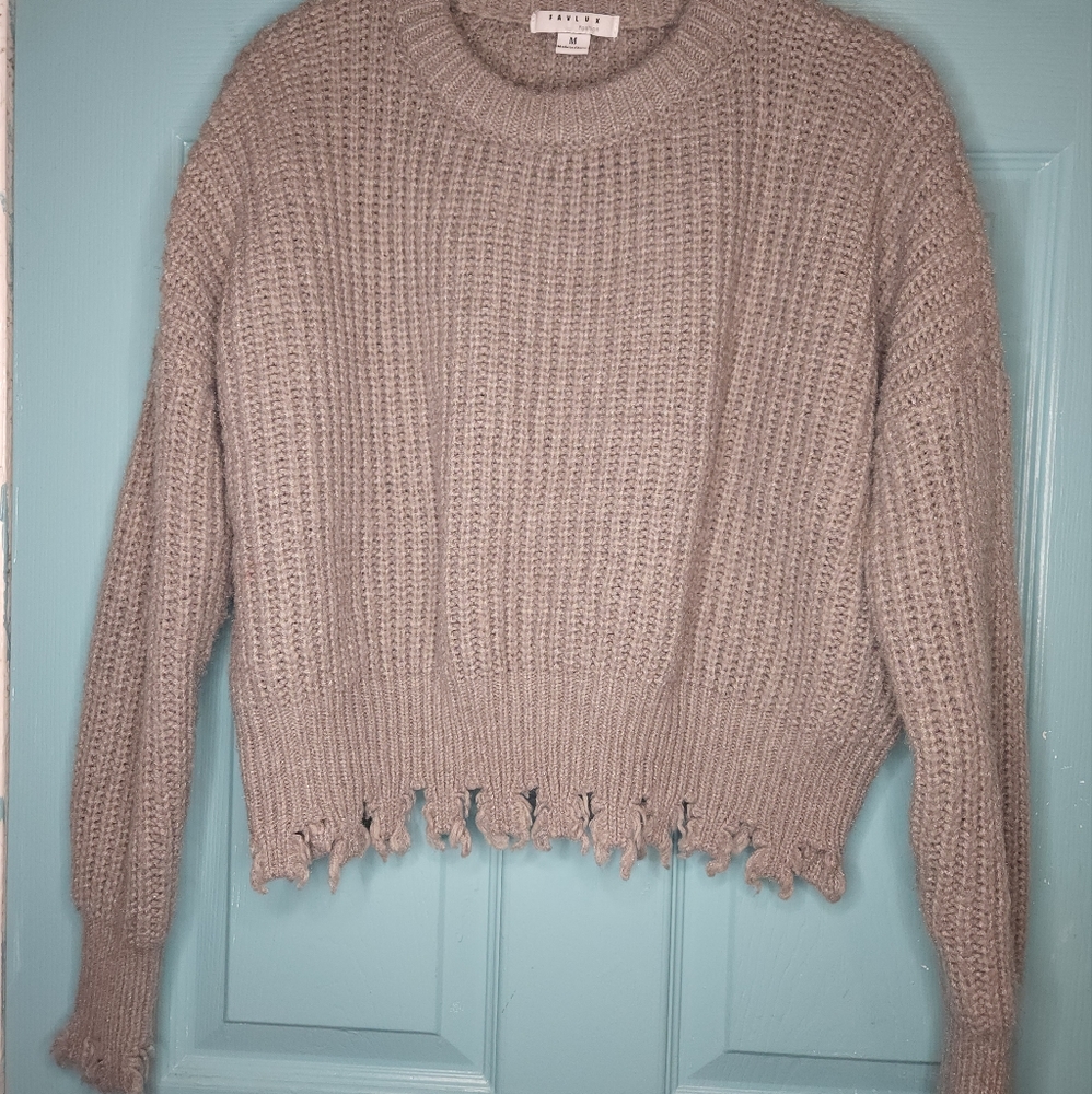 Distressed gray sweater